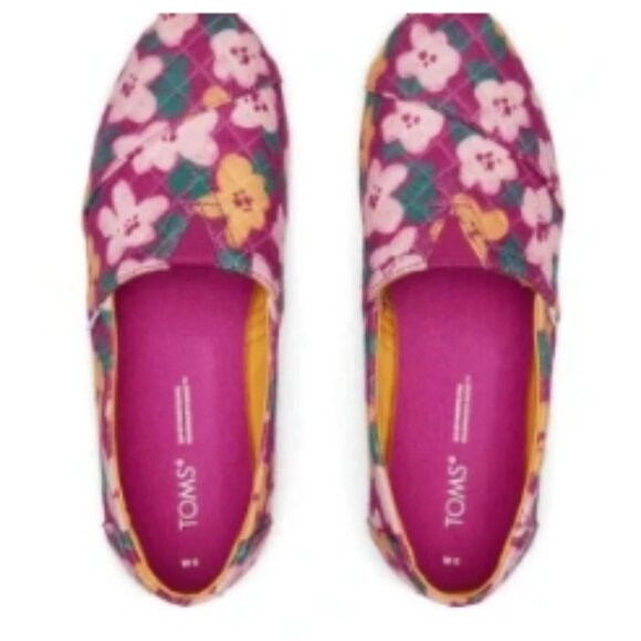 TOMS Alpargata Fuchsia Blooms Quilted Slip On Shoes 10 BNWT 🆕📦⌚🏃🏻💨⚡🚚 - Picture 8 of 15